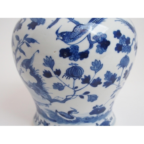 42 - A CHINESE BLUE AND WHITE JAR AND COVER