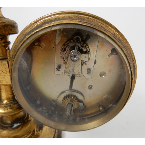 423 - A 19TH CENTURY TRAVELLING CLOCK/BAROMETER AND THERMOMETER