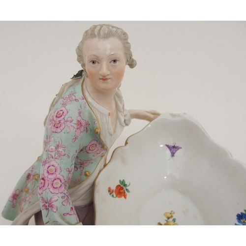 424 - A PAIR OF LATE 19TH CENTURY MEISSEN FIGURAL SALTS