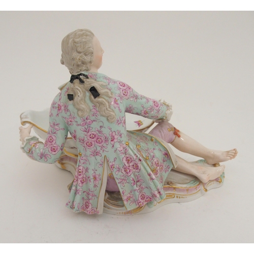 424 - A PAIR OF LATE 19TH CENTURY MEISSEN FIGURAL SALTS