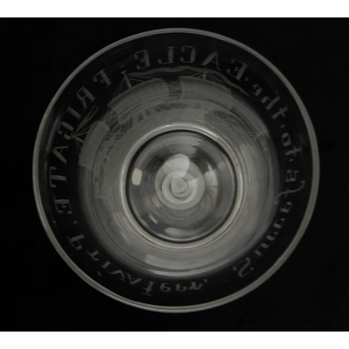 432 - A 20TH CENTURY 'PRIVATEER' ENGRAVED WINE GLASS