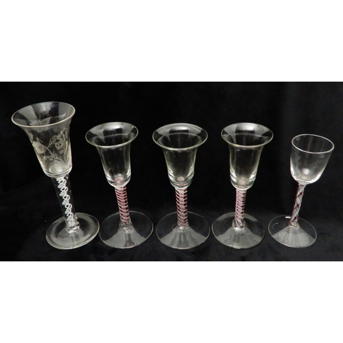 434 - A GROUP OF FIVE WINE GLASSES