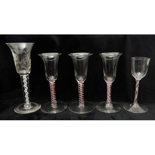 434 - A GROUP OF FIVE WINE GLASSES