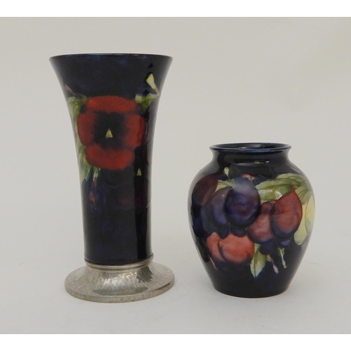 439 - WILLIAM MOORCROFT FOR LIBERTY TUDRIC MOUNTED PANSY VASE