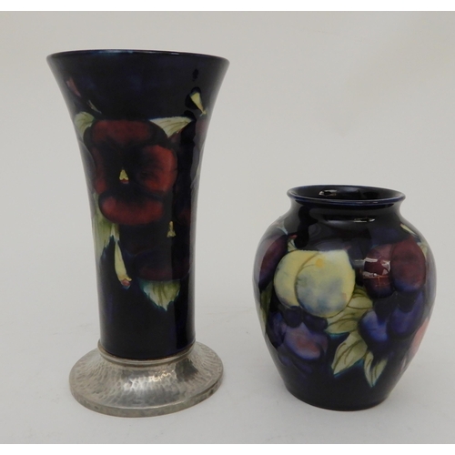 439 - WILLIAM MOORCROFT FOR LIBERTY TUDRIC MOUNTED PANSY VASE