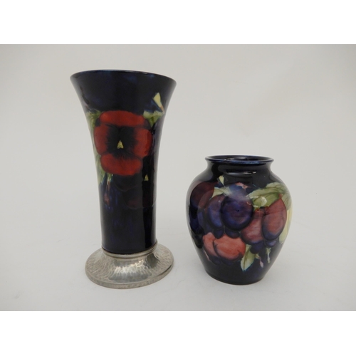 439 - WILLIAM MOORCROFT FOR LIBERTY TUDRIC MOUNTED PANSY VASE