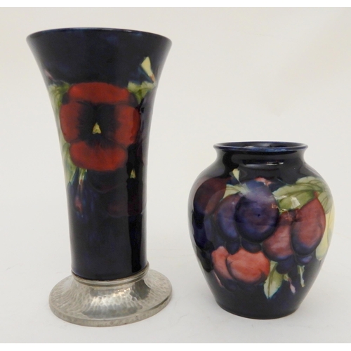 439 - WILLIAM MOORCROFT FOR LIBERTY TUDRIC MOUNTED PANSY VASE