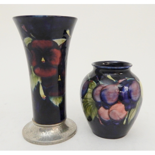 439 - WILLIAM MOORCROFT FOR LIBERTY TUDRIC MOUNTED PANSY VASE