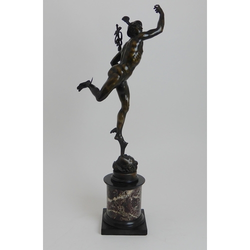 449 - AFTER GIAMBOLOGNA - A 19TH CENTURY BRONZE FIGURE OF MERCURY