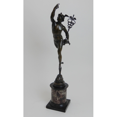 449 - AFTER GIAMBOLOGNA - A 19TH CENTURY BRONZE FIGURE OF MERCURY