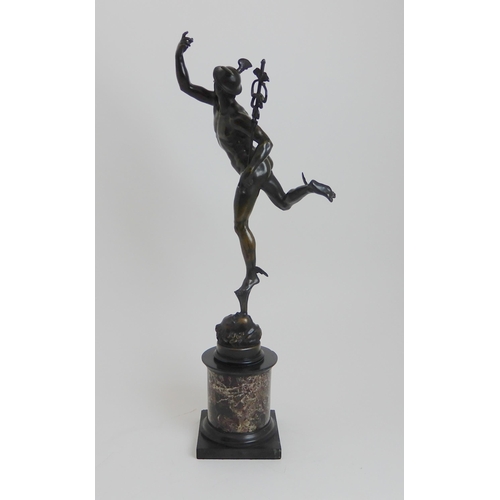 449 - AFTER GIAMBOLOGNA - A 19TH CENTURY BRONZE FIGURE OF MERCURY