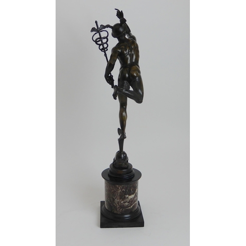 449 - AFTER GIAMBOLOGNA - A 19TH CENTURY BRONZE FIGURE OF MERCURY