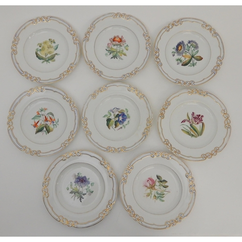 451 - A GEORGE GRAINGER WORCESTER SEMI-PORCELAIN DESSERT SET WITH BOTANICAL DECORATION