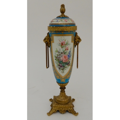 453 - A SEVRES STYLE GARNITURE URN