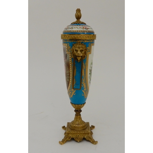 453 - A SEVRES STYLE GARNITURE URN