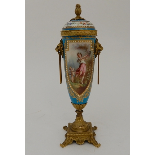 453 - A SEVRES STYLE GARNITURE URN