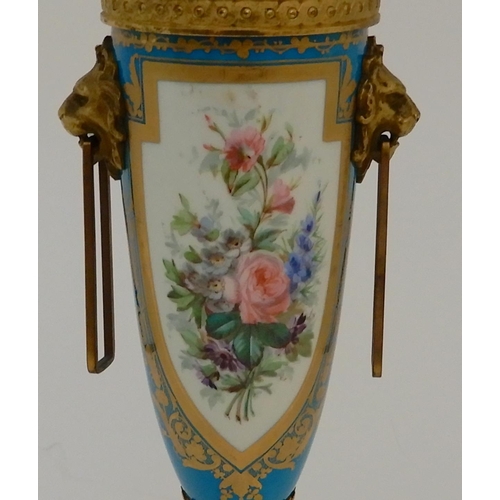 453 - A SEVRES STYLE GARNITURE URN