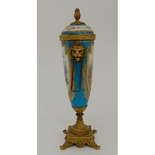 453 - A SEVRES STYLE GARNITURE URN