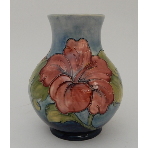 454 - A LIMITED EDITION MOORCROFT HIBISCUS PATTERN VASE