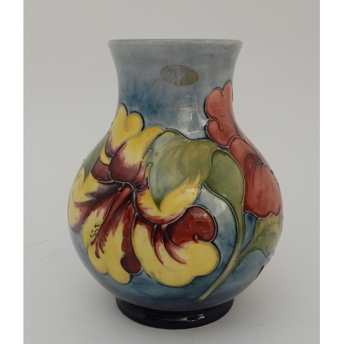 454 - A LIMITED EDITION MOORCROFT HIBISCUS PATTERN VASE