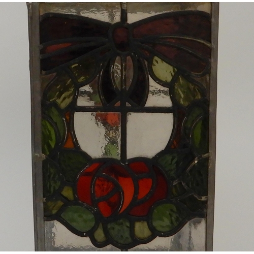 456 - A LEADED AND STAINED GLASS HALL LIGHT