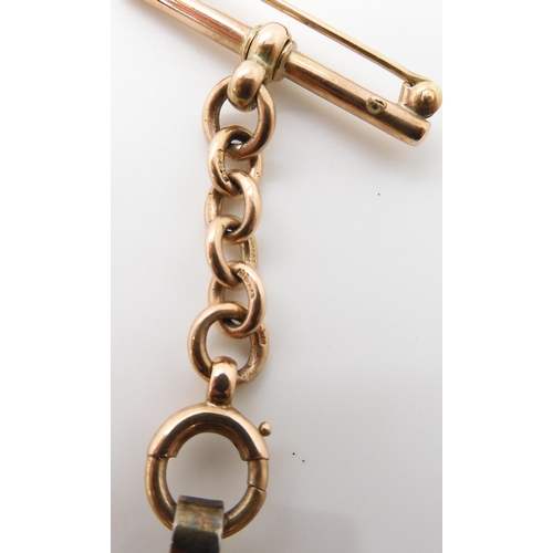 568 - A 9CT FOB BROOCH WITH A OPAL MATRIX PENDANT