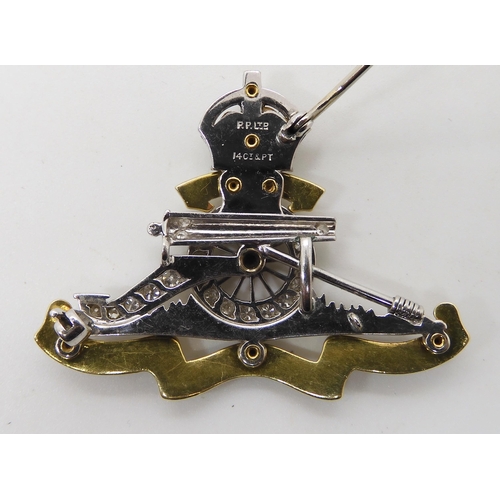 582 - A DIAMOND SET ROYAL ARTILLERY SWEETHEART BROOCH