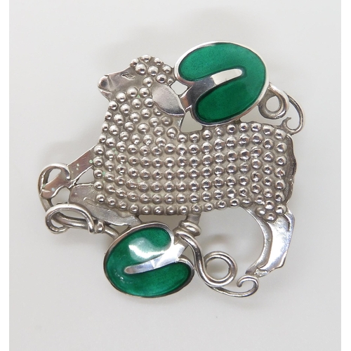 598 - A SILVER GEORG JENSEN LAMB AND IVY BROOCH