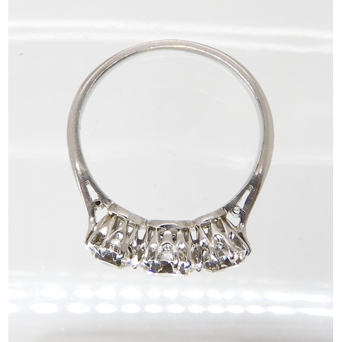 608 - AN OLD CUT THREE STONE DIAMOND RING