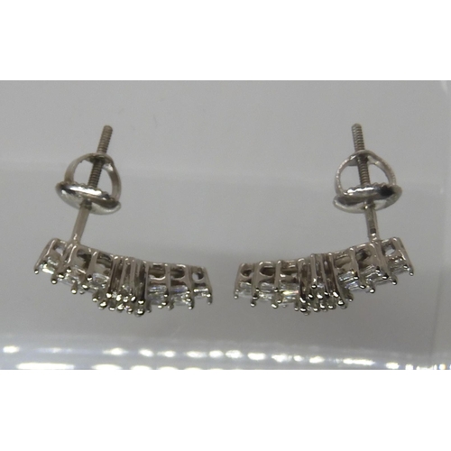 614 - A PAIR OF PLATINUM DIAMOND CLUSTER EARRINGS