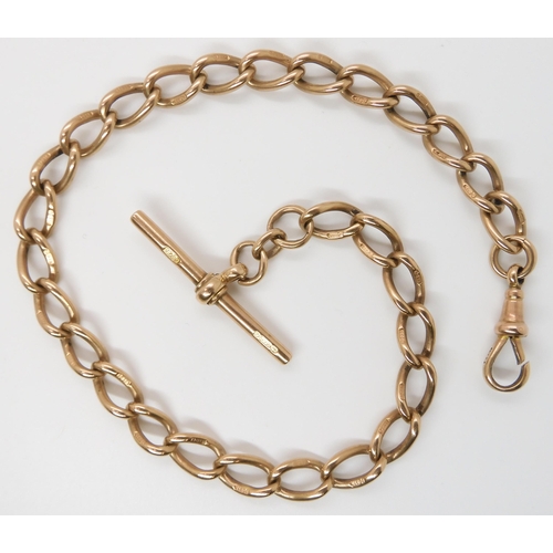 621 - A 9CT ROSE GOLD FOB CHAIN