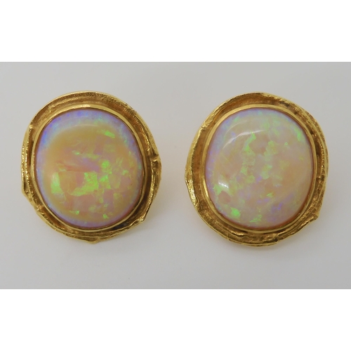 632 - A PAIR OF 18CT GOLD OPAL CLIP ON EARRINGS