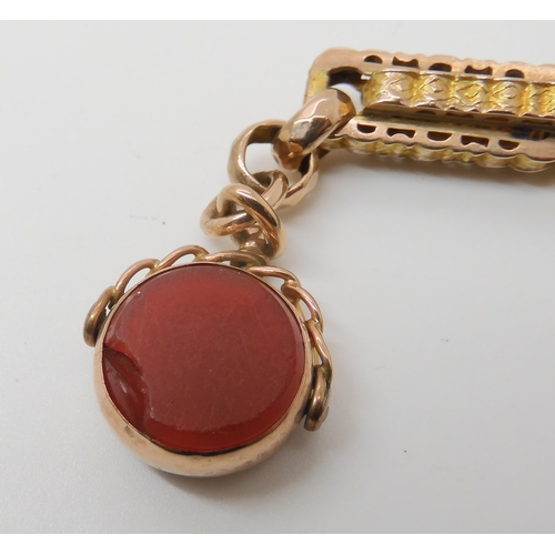 655 - A 9CT GOLD FANCY FOB CHAIN