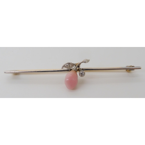 658 - A CONCH PEARL AND DIAMOND BAR BROOCH