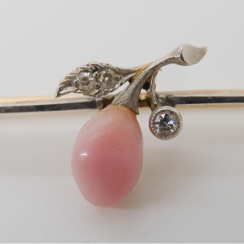 658 - A CONCH PEARL AND DIAMOND BAR BROOCH