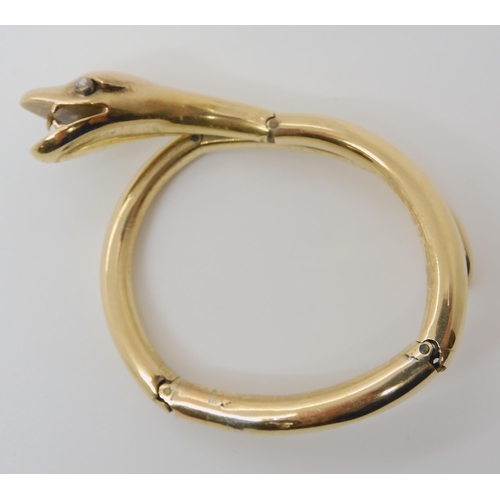 661 - A YELLOW METAL VICTORIAN ARTICULATED SNAKE BANGLE