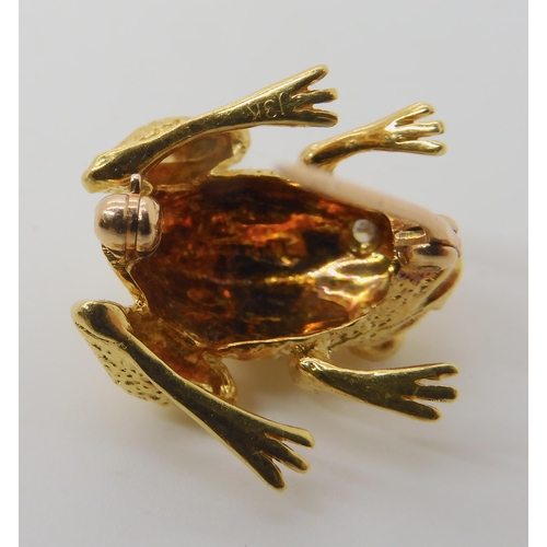 668 - A SMALLER FROG BROOCH STAMPED TIFFANY