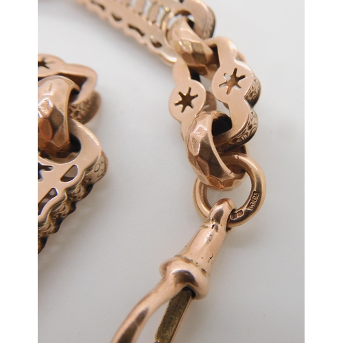 670 - A 9CT ROSE GOLD FANCY LINK FOB CHAIN BRACELET