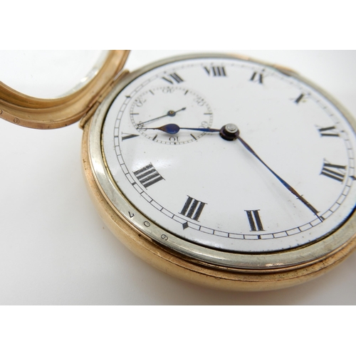 697 - A 9CT GOLD OPEN FACE POCKET WATCH