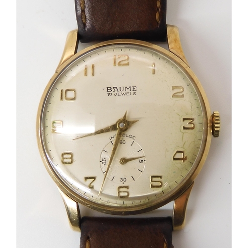 698 - A GENTS 9CT GOLD BAUME WATCH HEAD