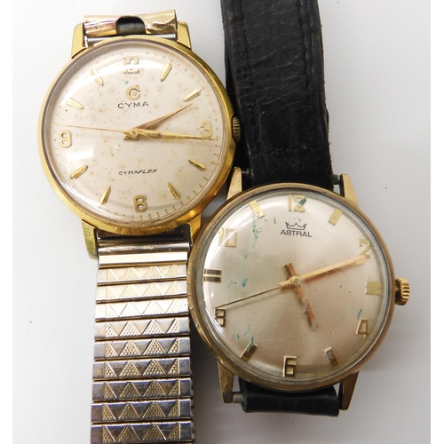 701 - A 9CT ASTRAL WATCH AND A GOLD PLATED CYMAFLEX WATCH