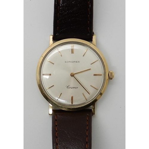 702 - A GOLD PLATED GENTS LONGINES COSMO WRISTWATCH