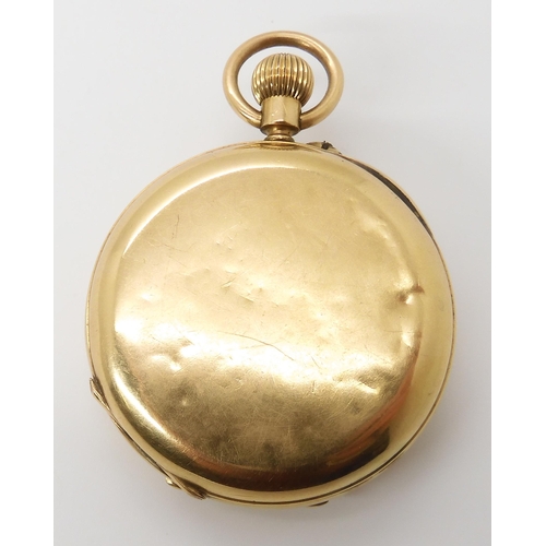 712 - AN 18CT GOLD HALF HUNTER FOB WATCH