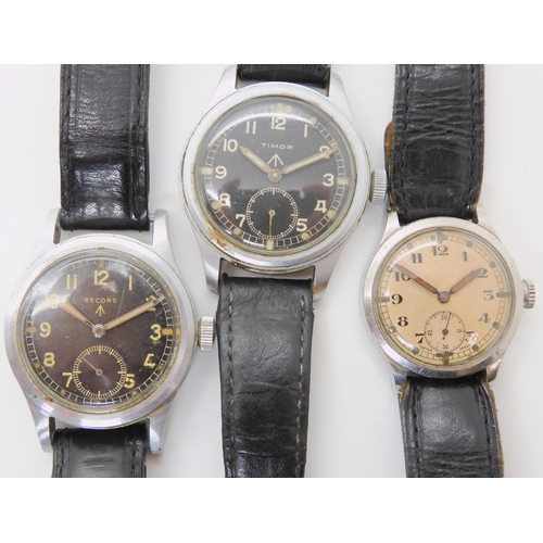 719 - THREE MILITARY STAINLESS STEEL WATCHES