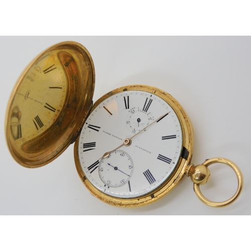 722 - AN 18CT GOLD FULL HUNTER POCKET WATCH