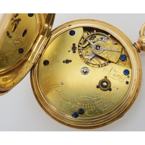 722 - AN 18CT GOLD FULL HUNTER POCKET WATCH