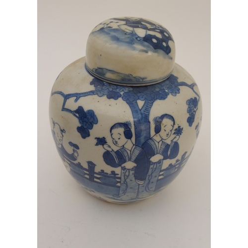 100 - A CHINESE BLUE AND WHITE GINGER JAR