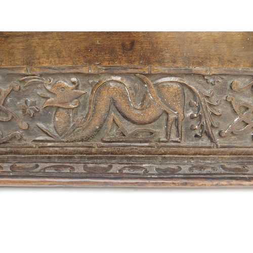 105 - A CHINESE HARDWOOD CARVED TEA TRAY