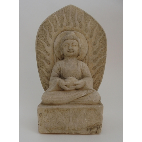 113A - AN INDIAN WHITE MARBLE MODEL OF BUDDHA