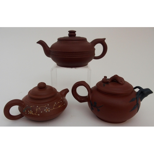 114A - THREE YIXING TEAPOTS